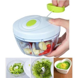 Processador Manual de Alimentos Multiuso com 3 Lâminas em Aço Inoxidável