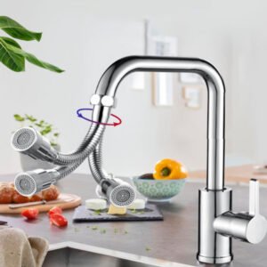 Extensor de Mangueira Flexível para Torneira em Aço Inoxidável - Adaptador Universal Anti-Splash - Tubo Rotativo 360 Graus Livre - Imagem 3