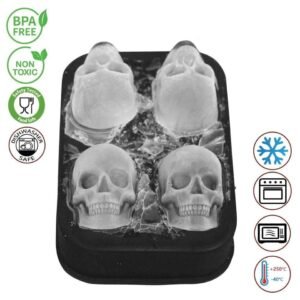 Forma de Gelo e Chocolate em Silicone 3D Caveira Preto - Imagem 4