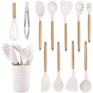 Conjunto de Utensílios de Cozinha em Silicone e Madeira - Imagem 10