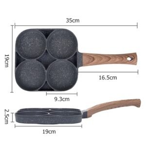 Frigideira Antiaderente para Ovos ou Omelete com 4 Divisórias em Liga de Alumínio - Imagem 3