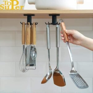 Organizador de Cozinha Giratório 360° - Suporte de Armário com 6 Ganchos