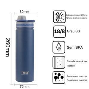 Garrafa Térmica em Aço Inoxidável de 750ml com Tampa - Imagem 9