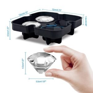 Forma de Gelo de Diamante Reutilizável em Silicone - Bandeja de Gelo de Uísque para Resfriar Coquetéis, Empilhável, Flexível e Seguro - Imagem 6