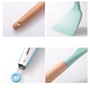 Conjunto de Utensílios de Cozinha em Silicone e Madeira - Imagem 8