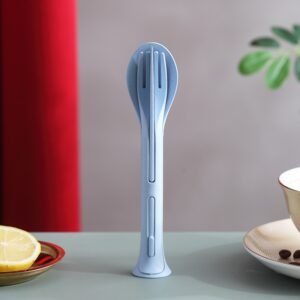 Conjunto de Talheres de Viagem 3 em 1 em Estilo Japonês com Talheres de Palha de Trigo - Imagem 5