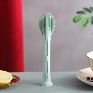 Conjunto de Talheres de Viagem 3 em 1 em Estilo Japonês com Talheres de Palha de Trigo - Imagem 9