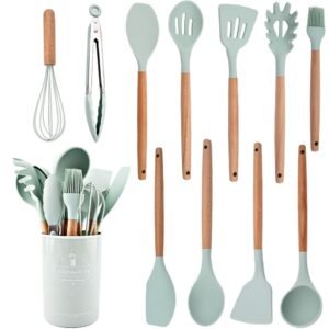 Conjunto de Utensílios de Cozinha em Silicone e Madeira - Imagem 5