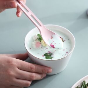 Conjunto de Talheres de Viagem 3 em 1 em Estilo Japonês com Talheres de Palha de Trigo - Imagem 4